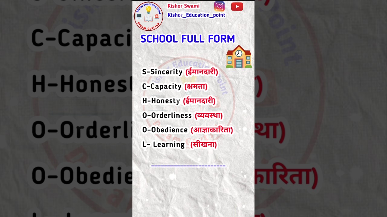School Name Full Form 