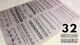 Calm and Draw with me | 32 Zentangle Borders | Doodle Dividers for Beginners
