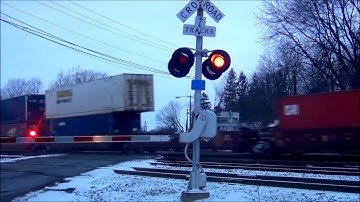 CSX Double Stack Train Eastbound at RR Crossing