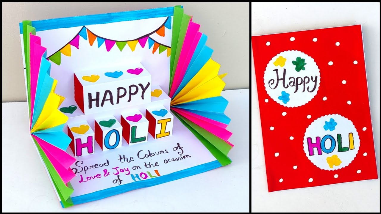 Happy Holi greeting card making 2026 / DIY Holi pop up card / Holi card ideas handmade easy
