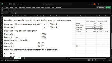 Process Costing Example Closing WIP