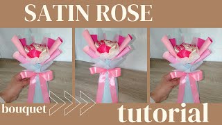 How to wrap Single Rose Satin Bouquet/Easy Tutorial for Beginners/Valentine's Gift Idea/Kath Ideal