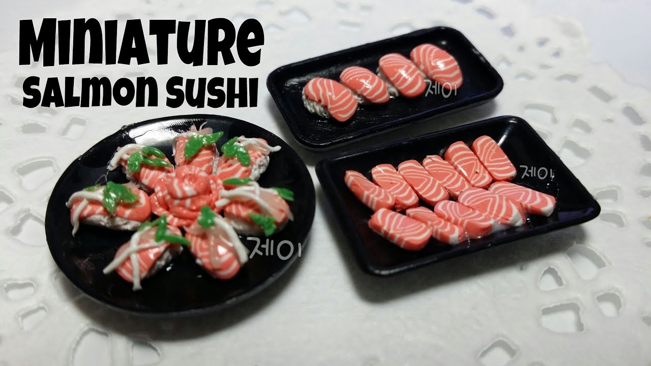 미니어쳐 연어초밥,연어회 만들기 Miniature Salmon Sushi (Polymer Clay)