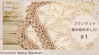 【かぎ針編み】100均毛糸でブランケットを編みはじめました 1/2♡Crochet Blanket♡100均毛糸(Eng sub)