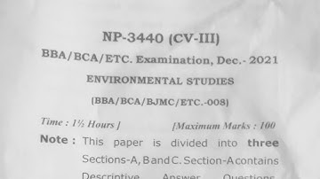 BBA/BCA/BJMC- 008 Environmental Studies Question Paper [All questions r from my video] 😎