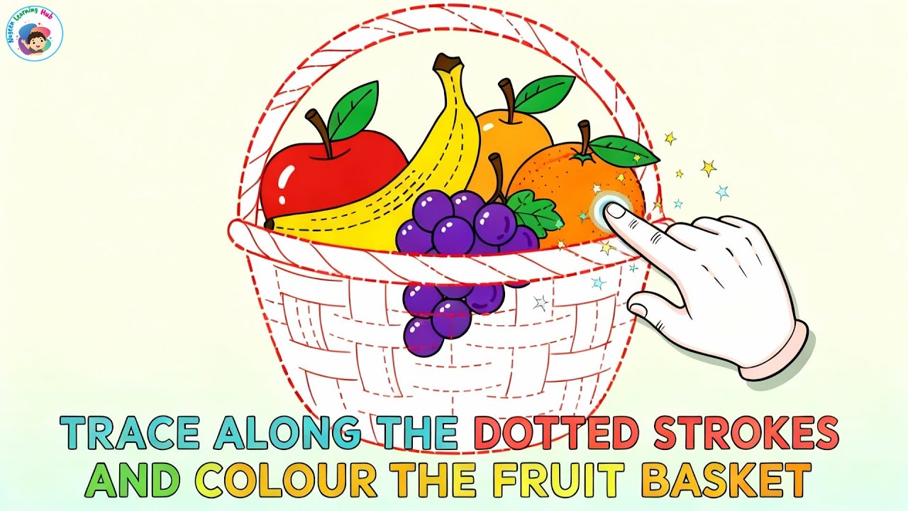 Обведи точки и раскрась корзину с фруктами | Учим буквы | Алфавиты | Весёлое и познавательное обр...