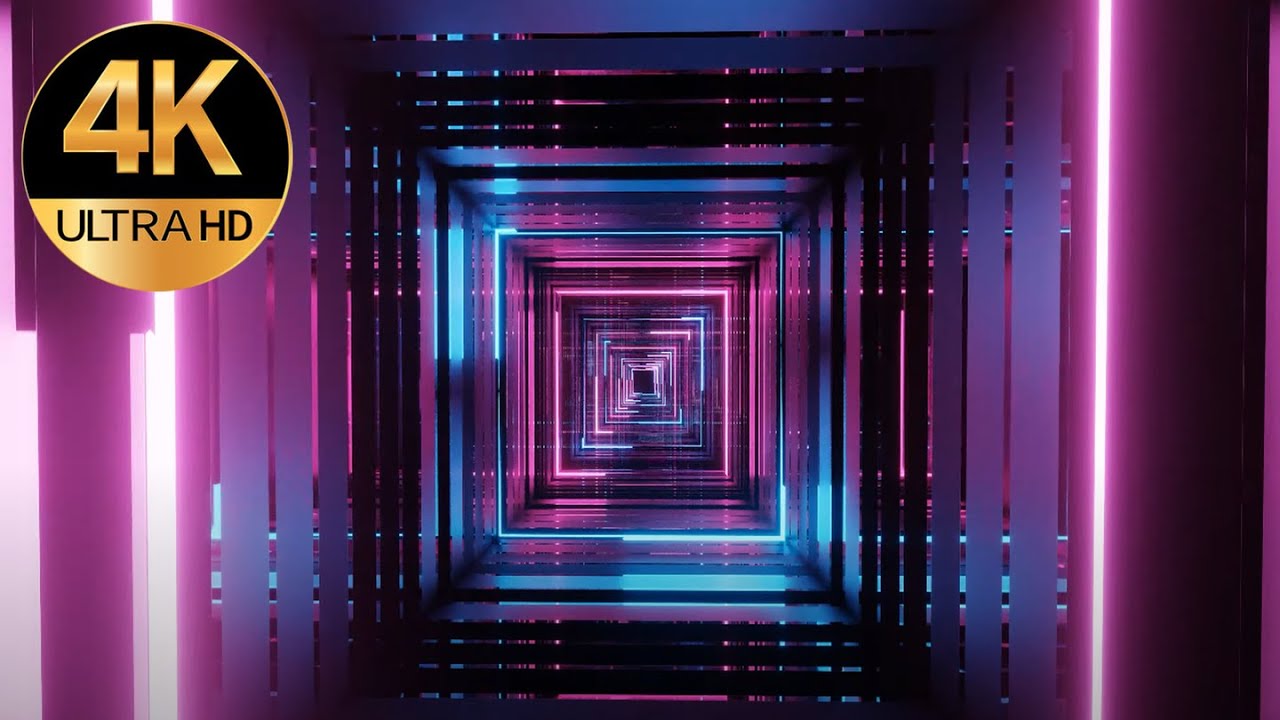 5 hours 4k Abstract VJ loop Square light tunnel Metallic Color ...