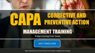 CAPA (Corrective and Preventive Action) Management : Tonex Training