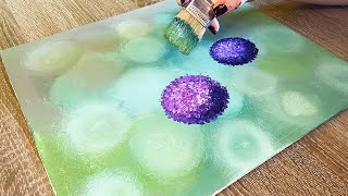 Allium Flower Painting / Cotton Swabs Acrylic Painting Technique