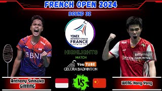 PECAH TELUR ! Ginting (INA) vs Weng Hong Yang (CHN) | French Open 2024 Badminton R32