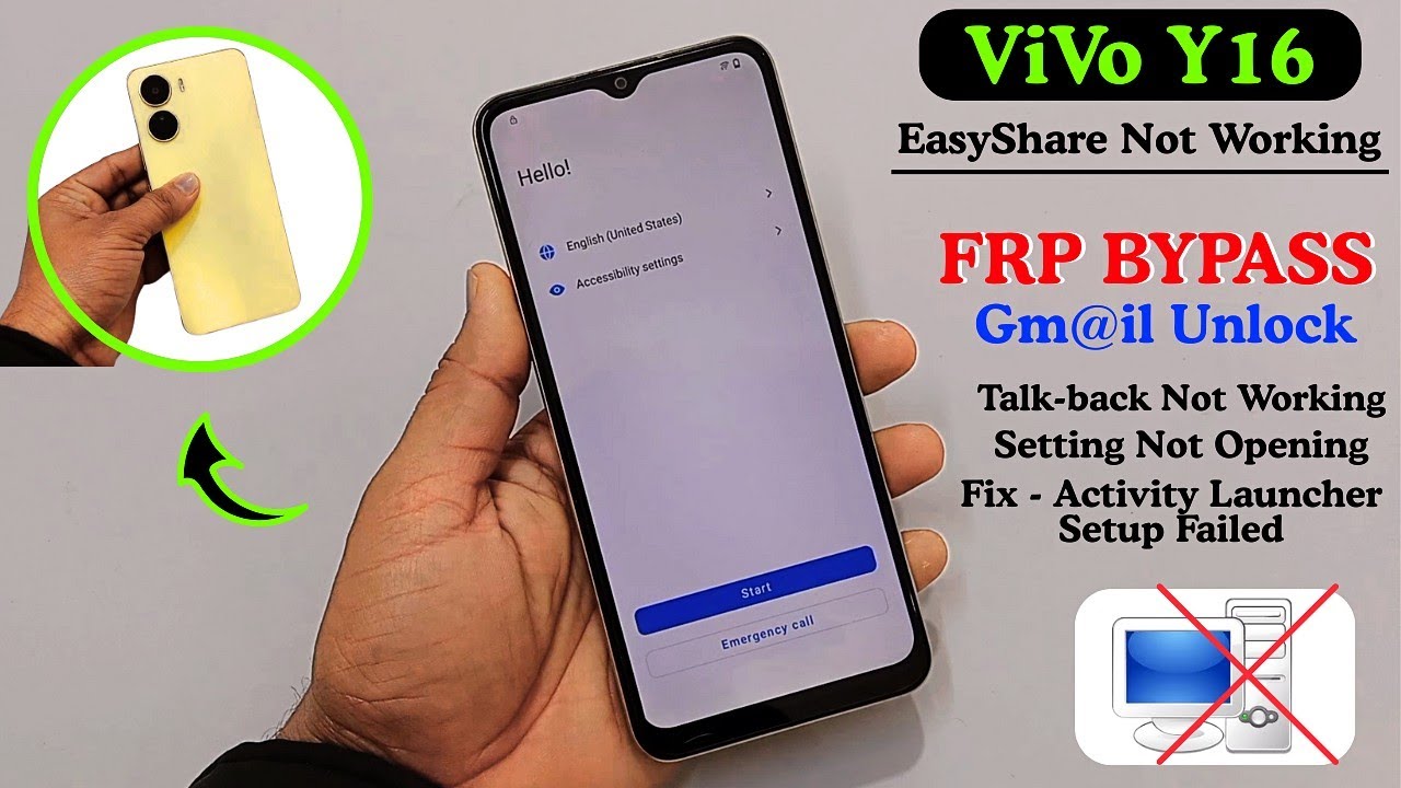 Vivo Y16 GOOGLE/FRP BYPASS 2026 Without PC | EasyShare Not Working | Activity Launcher Setup Failed