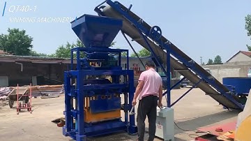 QT40-1 semi automatic brick making machine make 4 pcs hollow blocks per shift #brickmachine #blocks
