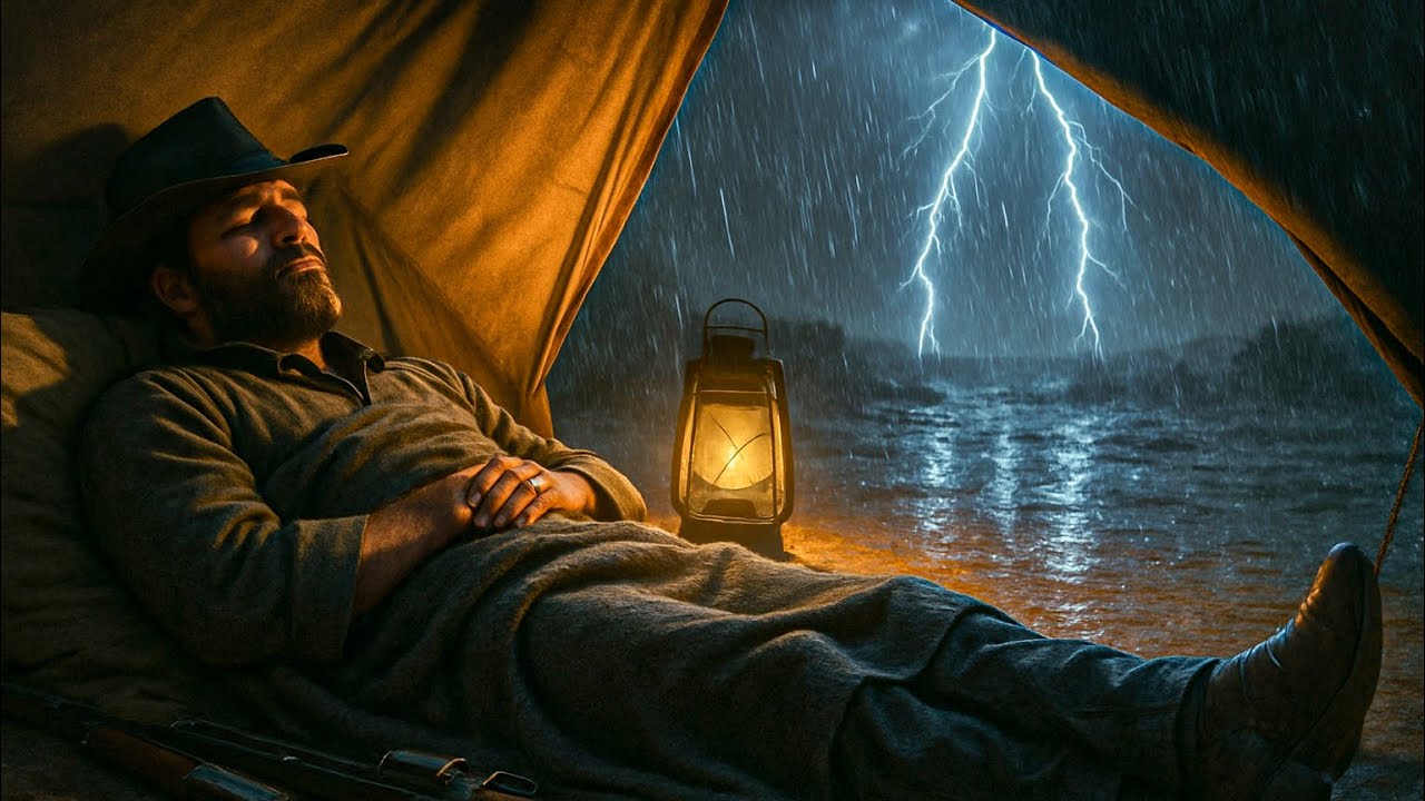 Cozy Thunderstorm Camping – Arthur Sleeping Alone in the Tent | Heavy Thunderstorms | RDR2 ASMR