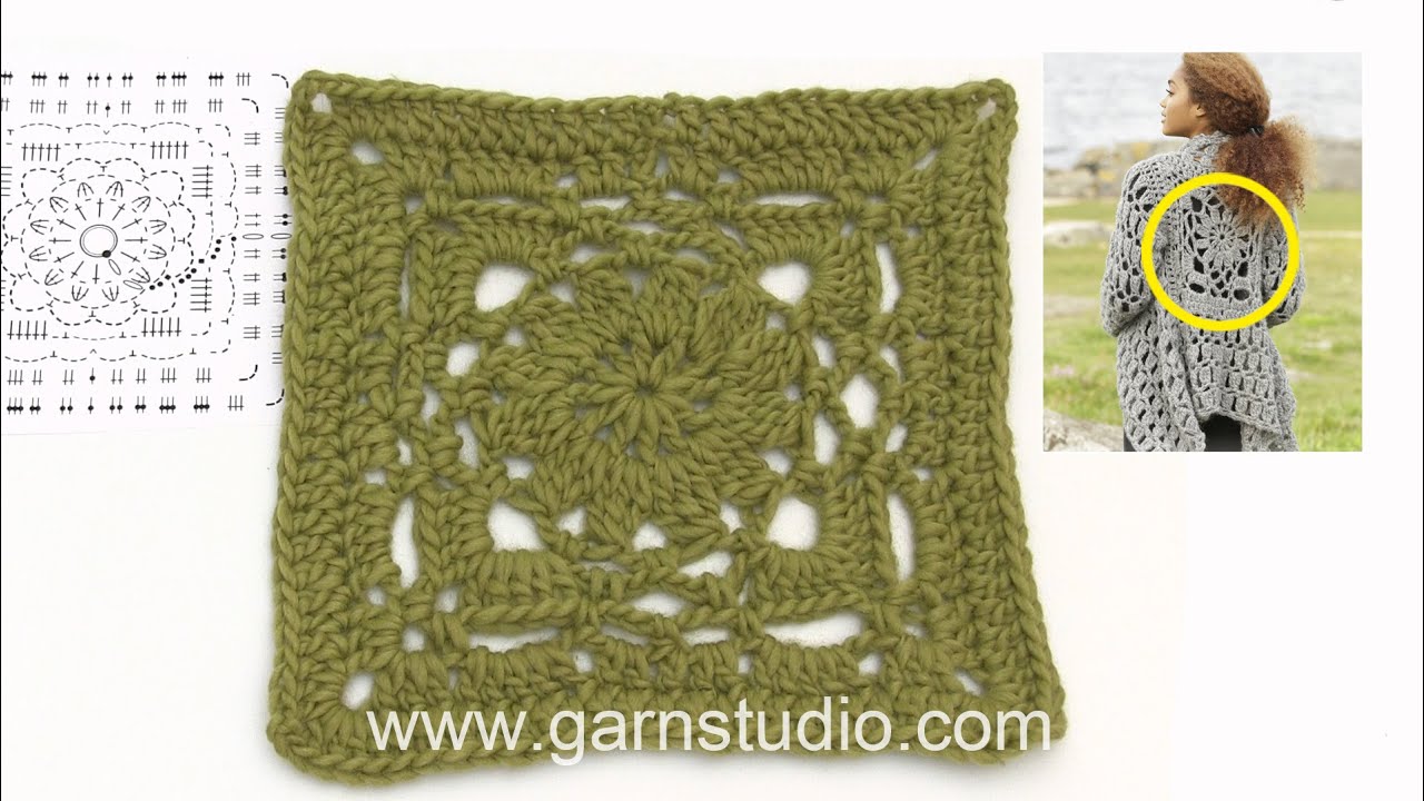 How to crochet A.1 for the square jacket in DROPS 173-31