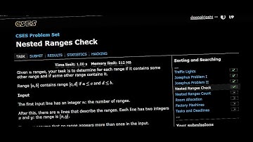 Nested Ranges Check | CSES Problem Set | Explained in Hindi |DEEPAK JOSHI | No set Used