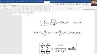 طريقة كتابة المعادلات الجزئية على الوورد // الرموز اللاتينية