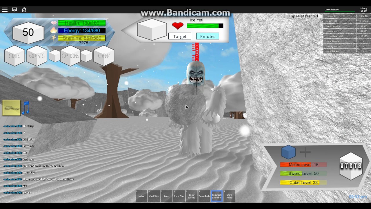 Defeating The Yeti Roblox Cubes Of The Gods Youtube - 50 bmg stand roblox