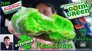 [Reaction] Krispy Kreme®️ Green Original Glazed Doughnut Review 🍩 🍀 Go Green 🟢