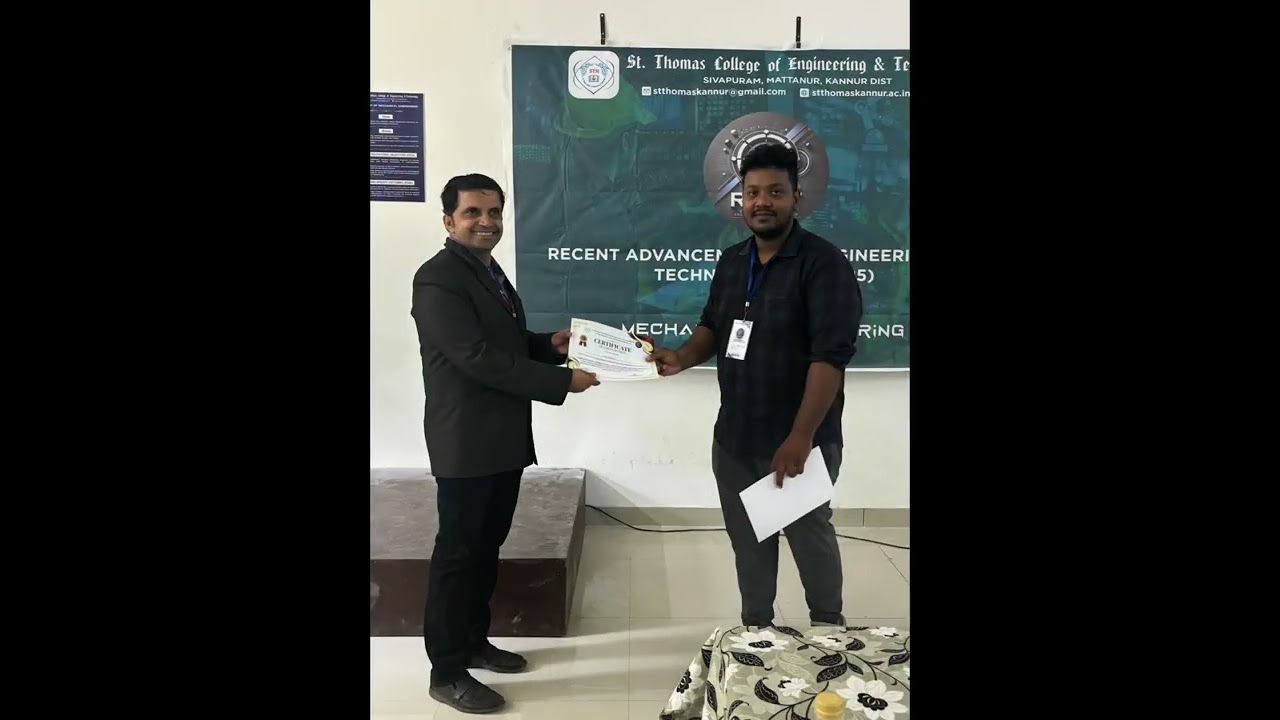 MECHANICAL International conference STC Mattanur Govindan Sir HOD GCE Kannur chief guest