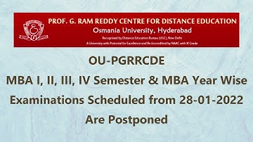 OU-PGRRCDE MBA Examinations Scheduled from 28-01-2022 Are Postponed