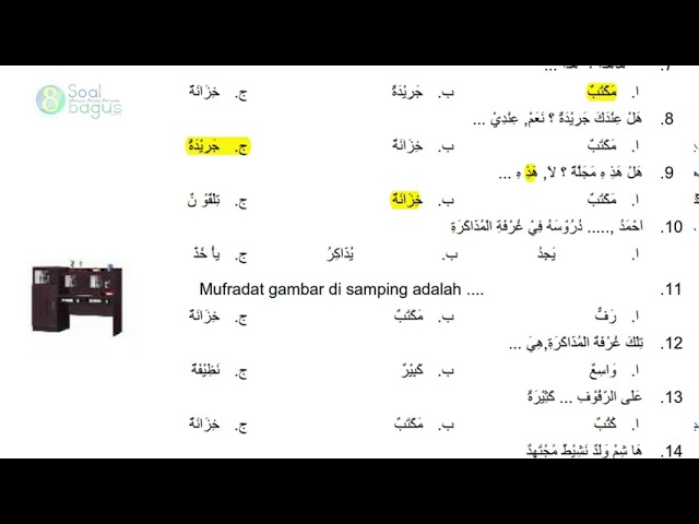 Soal Pts B Arab Kelas 5 Semester 1 Dan Jawaban Youtube