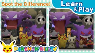 Spot the Differences  Halloween! Halloween!  | Learn & Play with Pokémon | Pokémon Kids TV​