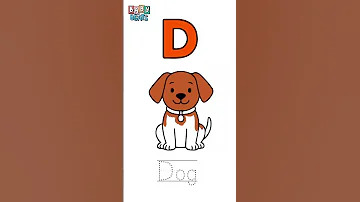 Color Trace Alphabets A To Z With Words D Dog Coloring Drawing For Kids Baby Beats 