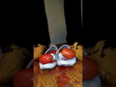 Moccasins crushing tomatoes