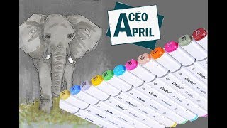 Elephant Art In Markers ACEO Challenge