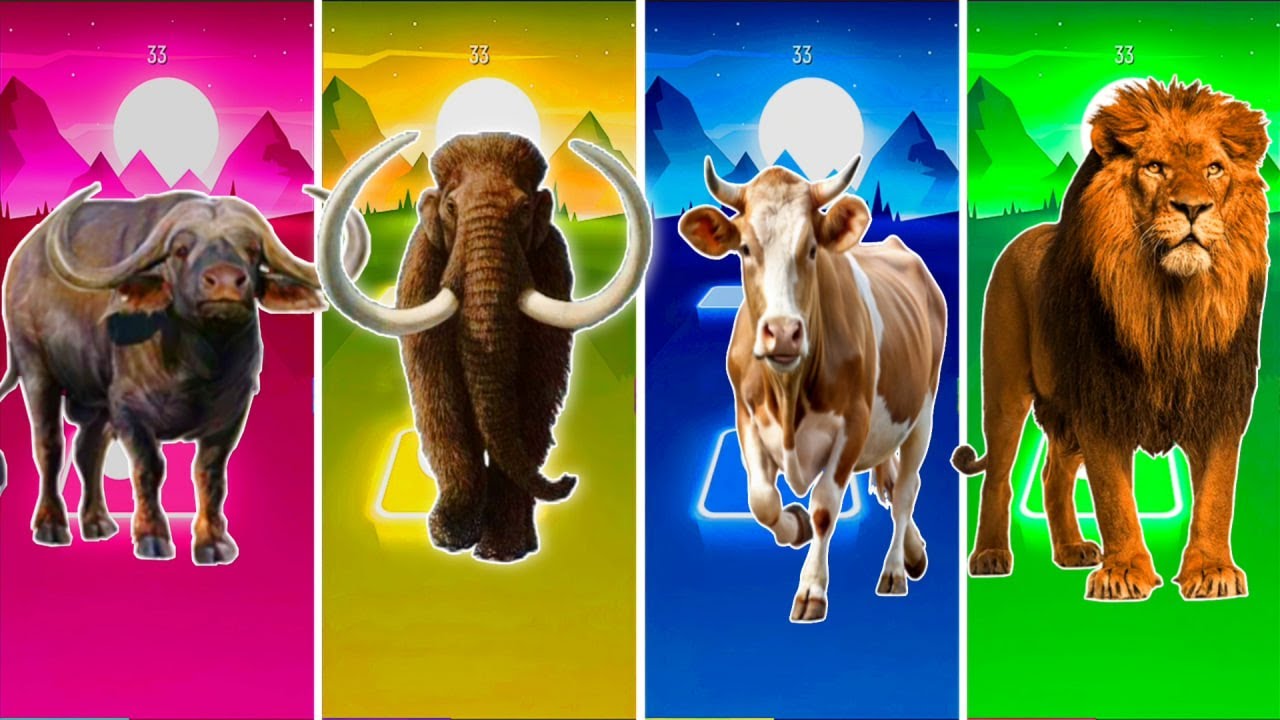 Funny the Horse🐎 🆚Funny Elephant w🆚Funny Cow🐄 Funny Bull🦏Tiles Hop EDM Rush #tileshop​ #coffindance