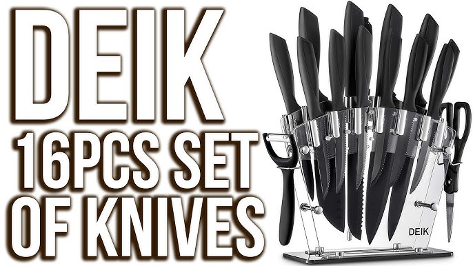 Deik Stainless Steel Chef Knife Set Professional Knife Block Knife Set 16  Piece Set with Block