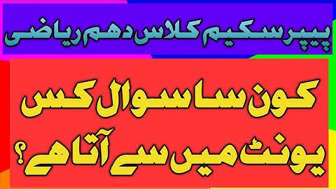 Math Paper Pairing Scheme of 10th Class 2022 BY INTELLIGENT MATH