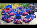Gta 5  stealing transformers optimus prime cars with franklin real life cars 82