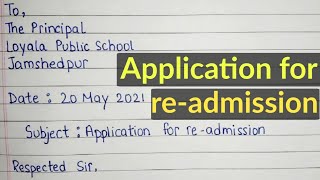 Write an application to the principal for re-admission✍🏻|Application to the principal| English