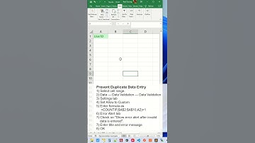 How To Prevent Duplicates Data in Excel - Excel Tips and Tricks