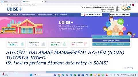 02. How to perform Student Data Entry and Updates in SDMS UDISE+