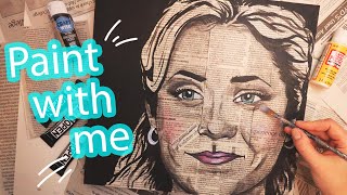 Why I relate so hard to Pam Beesly // Newspaper Pop Art// PAINT WITH ME