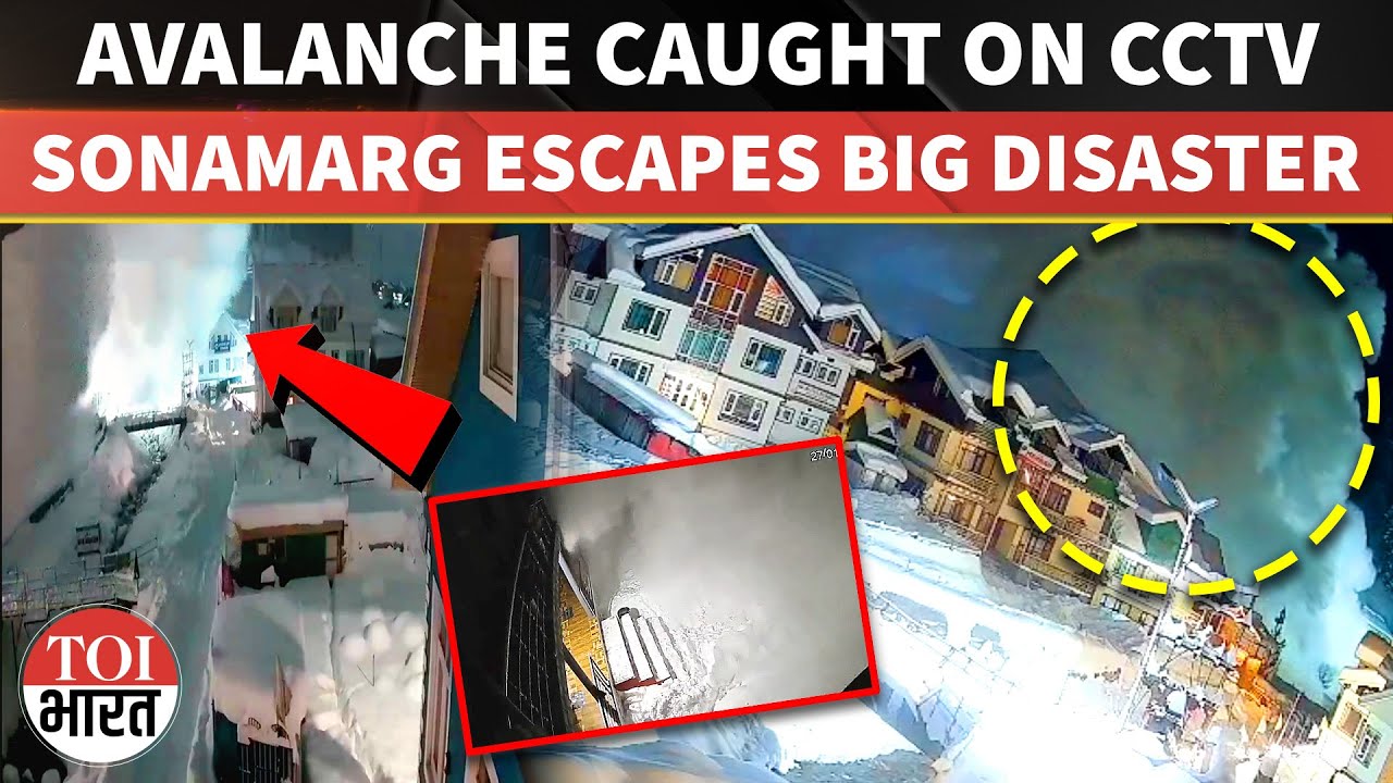 Avalanche Sweeps Past Houses In Sonamarg As CCTV Captures Kashmir’s Narrow Escape From Disaster