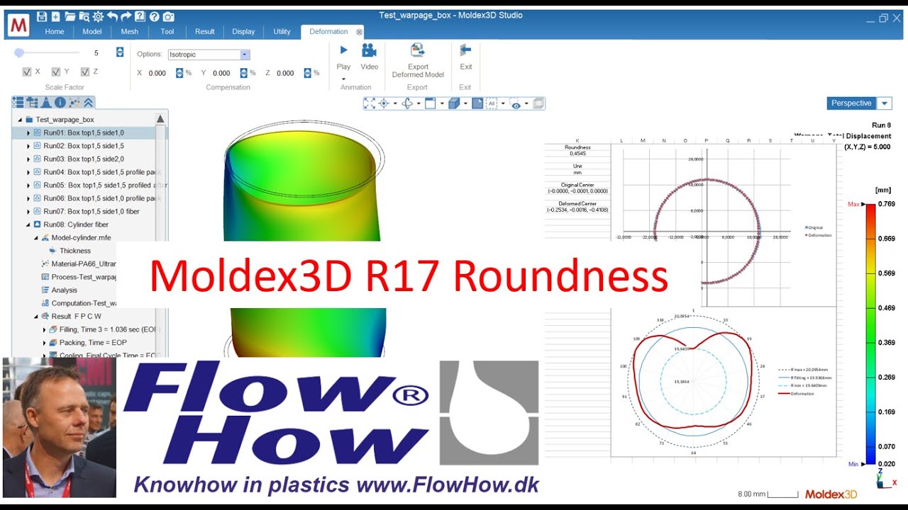 Moldex3D R17 measure roundness in your warpage result by FlowHow®