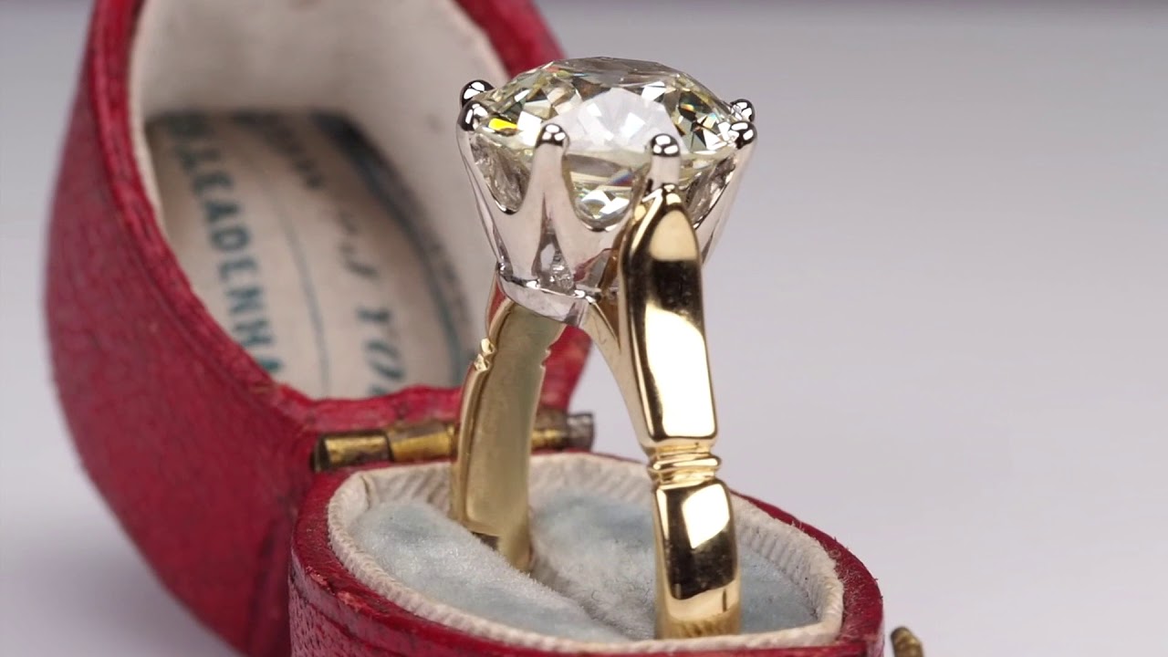 3 Carat Old European Cut Diamond Solitaire Engagement Ring Crown Head