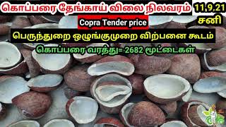 copra (coconut) price today in perunthurai tender 11 September 2021