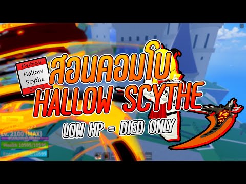 Roblox : Blox Fruit สอนคอมโบ Hallow Scythe หรือเคียวสุดโกง ! Real One Shot Combo !! LOW HP DIED ONLY