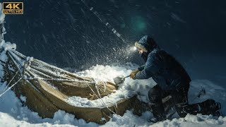Surviving a Snowstorm: Tent Crushed by Heavy Snow | Extreme Winter Camping