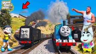 Franklin and Shinchan Make Longest Thomas Train vs Diesel Thomas Train in SHINCHAN & CHOP GTAV! screenshot 5