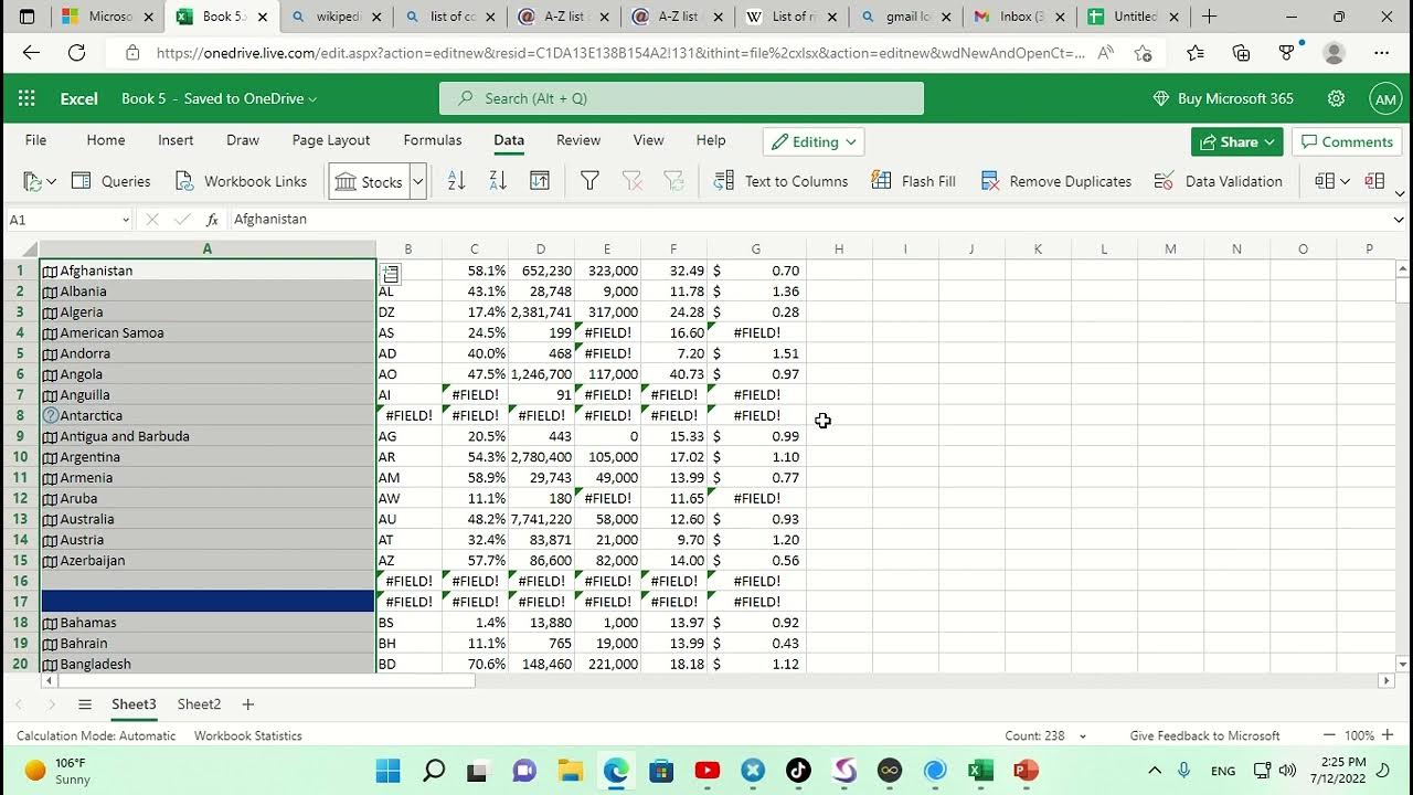 how to know information about countries and companies through excel ...