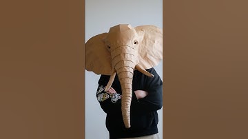 DIY elephant head mask, wall art from scratch #mask #craft #diy #papercraft #papermask #elephantmask