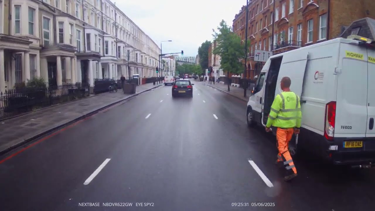 Slow Down You Idiot!.Speeding Car told off by Highway Maintenance