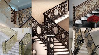🔥Luxury CNC Stair Railing Design✨ |Modern CNC railing design | Laser Cut Stairs Handrails #railing