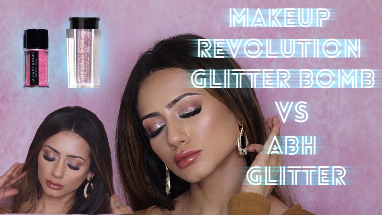 MAKEUP REVOLUTION GLITTER BOMB VS ABH GLITTER! MINI TUTORIAL & FIRST