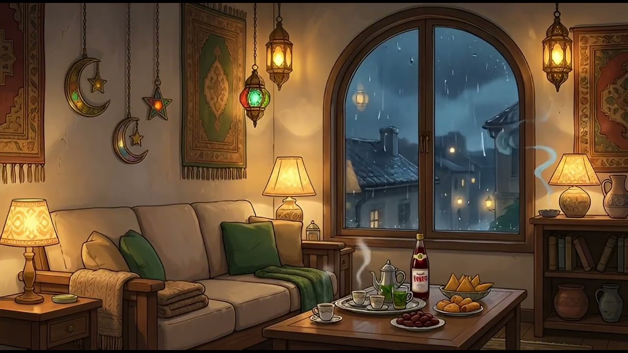 Cozy Rainy Ramadan Evening🌙 | Relaxing Rain Sounds 🌧️